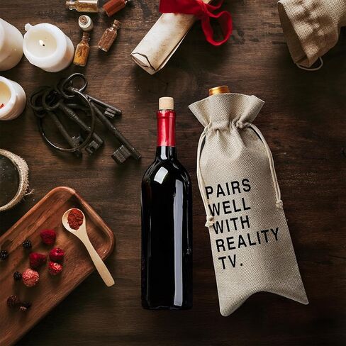 DOI-LANEE Pairs Well with Reality TV Wine Bag, Pandemic Gifts for Best Friend, Funny Best Friend Gift Wine Bag (DL073) in Saudi Arabia