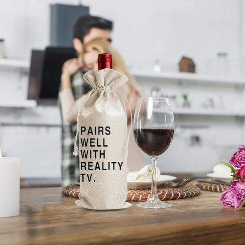 DOI-LANEE Pairs Well with Reality TV Wine Bag, Pandemic Gifts for Best Friend, Funny Best Friend Gift Wine Bag (DL073) in Saudi Arabia
