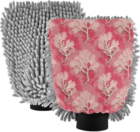 AIXIWAWA Coral Pattern Print Car Wash Mitt Washing Glove Scratch Free Water Absorbent 2 Pack Medium in Saudi Arabia