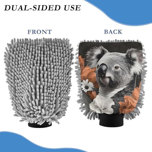 AIXIWAWA Koala Flower Print Car Wash Mitt Washing Glove Scratch Free Water Absorbent 2 Pack Large in Kuwait
