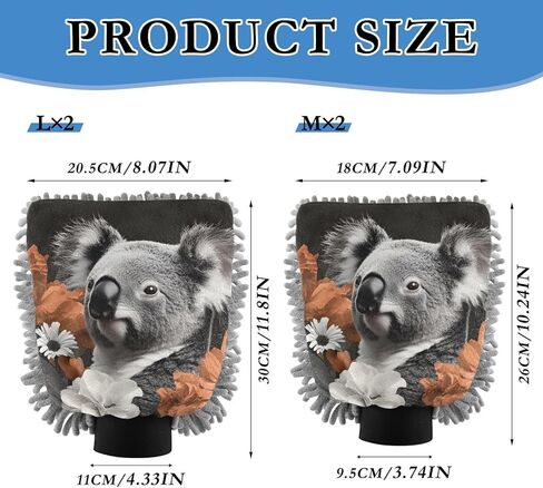 AIXIWAWA Koala Flower Print Car Wash Mitt Washing Glove Scratch Free Water Absorbent 2 Pack Large in Kuwait