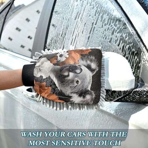 AIXIWAWA Koala Flower Print Car Wash Mitt Washing Glove Scratch Free Water Absorbent 2 Pack Large in Kuwait