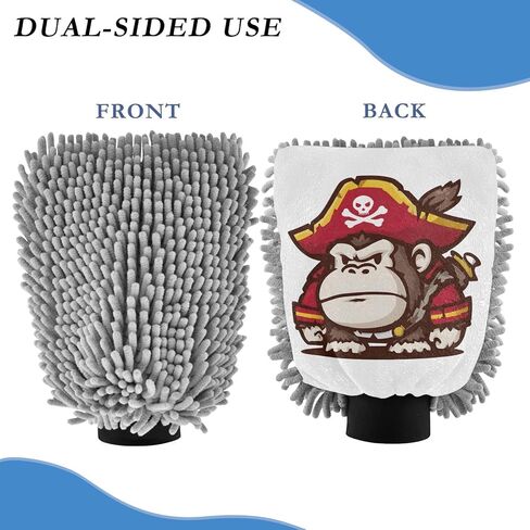AIXIWAWA Gorilla Pirate Print قفاز غسيل السيارات قفاز غسيل مقاوم للخدش وماص للماء، عبوة كبيرة من قطعتين in Saudi Arabia