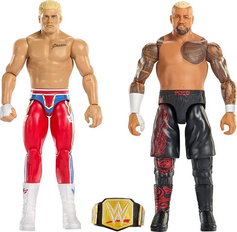 Mattel WWE Main Event Showdown Action Figures 2-pack مع الملحقات، السلسلة #24 Cody Rhodes vs Solo Sikoa مجموعة قابلة للتجميع، 6 بوصة in Kuwait