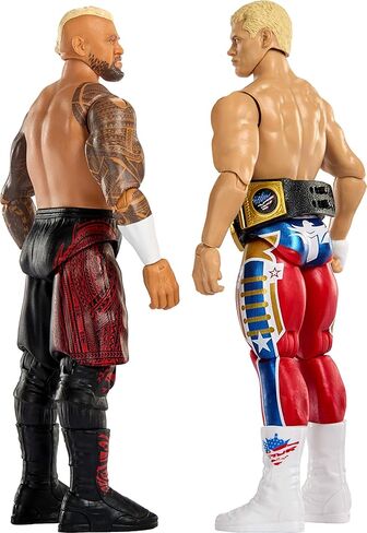 Mattel WWE Main Event Showdown Action Figures 2-pack مع الملحقات، السلسلة #24 Cody Rhodes vs Solo Sikoa مجموعة قابلة للتجميع، 6 بوصة in Kuwait