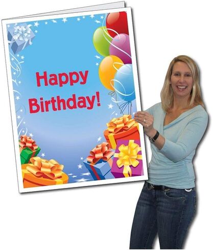 VictoryStore Jumbo 3 Foot Happy Birthday Card, Presents And Balloons, 24x36-Inches Card, Ships In Jumbo Envelope, (Stock,12426) in Saudi Arabia