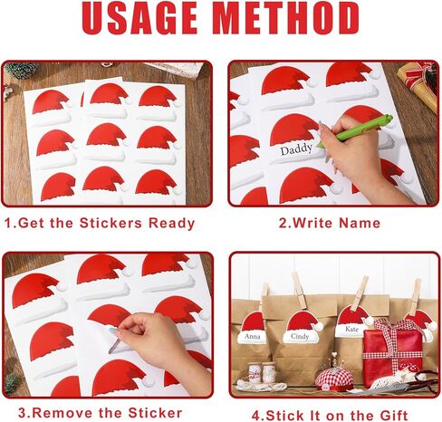 120Pcs Christmas Paper Gift Tag Sticker Santa Hat Present Decal Red White Label Sticker for Xmas Winter Envelope DIY Supplies, 4 in in Saudi Arabia