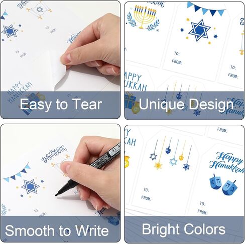 Whaline Hanukkah Paper Gift Tag Sticker Menorah Label Decal 6 Designs to and from Sticker for Holiday Envelope Present DIY Supplies, 2 x 3 Inch, 120Pcs in Saudi Arabia