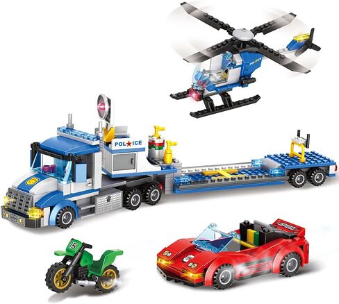 City Police Truck and Trailer Building Toy, Compatible with Lego, 469 Pcs Fun Educational STEM Learning Block Set, Gift for Boys & Girls Age 6-12 Years Old in Saudi Arabia