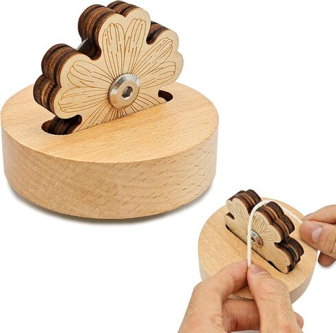 Daisy Thread Cutter with Wooden Base - 5-Position Rotary Blade Tool for Sewing, Quilting & Chain Piecing - Stable Anti-Slip Yarn Cutter for Craft Gifts in Saudi Arabia
