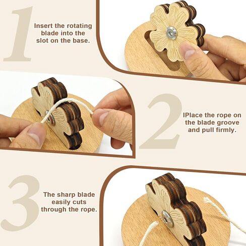 Daisy Thread Cutter with Wooden Base - 5-Position Rotary Blade Tool for Sewing, Quilting & Chain Piecing - Stable Anti-Slip Yarn Cutter for Craft Gifts in Saudi Arabia