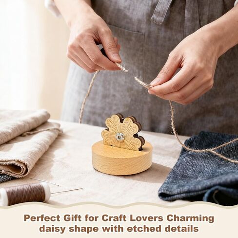 Daisy Thread Cutter with Wooden Base - 5-Position Rotary Blade Tool for Sewing, Quilting & Chain Piecing - Stable Anti-Slip Yarn Cutter for Craft Gifts in Saudi Arabia