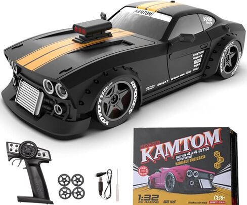 سيارة RC Drift Car بمقياس 1/32 عالية السرعة 4WD سيارة كهربائية صغيرة تعمل بالتحكم عن بعد، 30 كم/ساعة مع تثبيت جيروسكوبي وأضواء LED، مناسبة للبالغين (KM3299-Red) in Kuwait