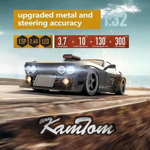 سيارة RC Drift Car بمقياس 1/32 عالية السرعة 4WD سيارة كهربائية صغيرة تعمل بالتحكم عن بعد، 30 كم/ساعة مع تثبيت جيروسكوبي وأضواء LED، مناسبة للبالغين (KM3299-Red) in Kuwait