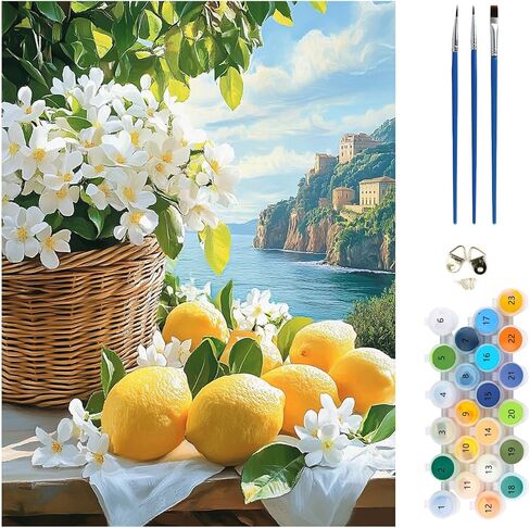 MEIYUDA Bookself Paint by Numbers Kit, Vintage Boho Paint by Numbers for Adults Beginners, DIY Acrylic Oil Painting by Number on Canvas for Home Wall Decor Gift 12x16in in Saudi Arabia