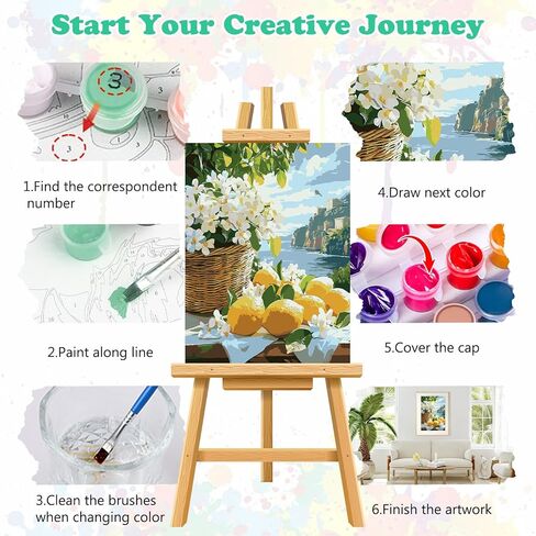MEIYUDA Bookself Paint by Numbers Kit, Vintage Boho Paint by Numbers for Adults Beginners, DIY Acrylic Oil Painting by Number on Canvas for Home Wall Decor Gift 12x16in in Saudi Arabia