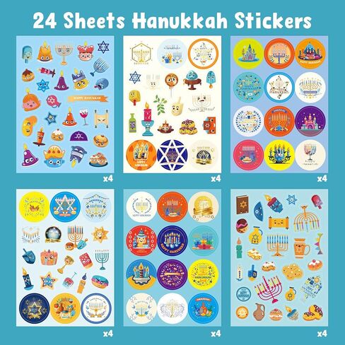 Fancy Land Hanukkah Stickers Happy Chanukkah Sticker for Envelopes Cards Hanukkah Labels for Party Decoration Supplies Wrapping Seals 24 Sheets in Saudi Arabia
