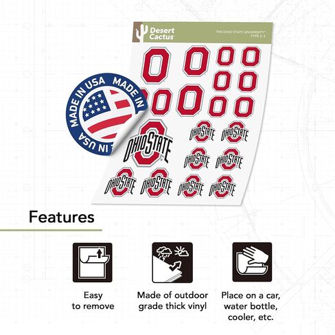 Desert Cactus Ohio State University OSU Buckeyes Stickers Vinyl Decals Laptop Water Bottle Car Scrapbook T1 (Type 1-2) in Kuwait