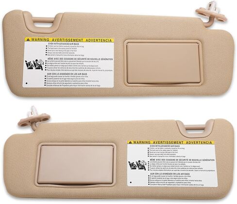 Left Driver Side Sun Visor Replacement for Toyota Highlander 2014 2015 2016 2017 2018 2019 - Sunvisor with Mirror and Light, Replaces# 74320-0E074-A0, Beige in Saudi Arabia