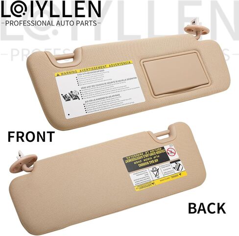 Left Driver Side Sun Visor Replacement for Toyota Highlander 2014 2015 2016 2017 2018 2019 - Sunvisor with Mirror and Light, Replaces# 74320-0E074-A0, Beige in Saudi Arabia