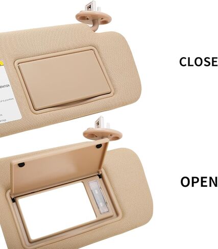 Left Driver Side Sun Visor Replacement for Toyota Highlander 2014 2015 2016 2017 2018 2019 - Sunvisor with Mirror and Light, Replaces# 74320-0E074-A0, Beige in Saudi Arabia