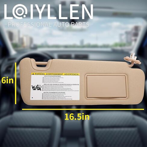 Left Driver Side Sun Visor Replacement for Toyota Highlander 2014 2015 2016 2017 2018 2019 - Sunvisor with Mirror and Light, Replaces# 74320-0E074-A0, Beige in Saudi Arabia