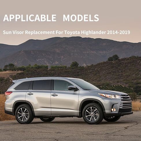بديل واقي الشمس من الجانب الأيسر للسائق لسيارة Toyota Highlander 2014 2015 2016 2017 2018 2019 - حاجب الشمس مع مرآة وإضاءة، يستبدل # 74320-0E074-A0، بيج in Kuwait