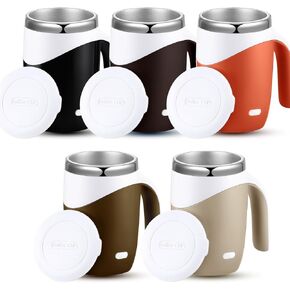 Patelai 2 Pcs Self Stirring Coffee Mug Bulk Mixing Cup 13.5oz Stainless Steel Automatic Travel Stirring Mug Gift for Men Woman Father Day Gift Employee Birthday Gift (White,Pink) in Saudi Arabia