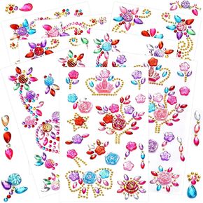 8 Sheets Colorful Gem Stickers Jewels for Crafts, Acrylic Glitter Self Adhesive Rhinestones Jewel Stickers, Butterfly Moon Heart Gems, for Scrapbooking, Face Eye Body Makeup, DIY Decoration in Saudi Arabia