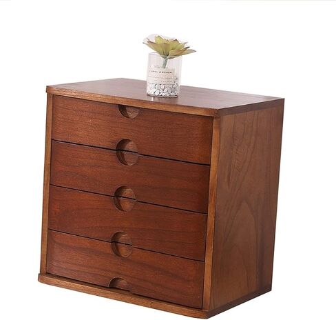 Desktop Organizer Storage Box - Solid Wood Storage Box, Flat File Cabinet, Wooden Desktop Drawer Cabinet, Desktop Storage Box with Lockable Drawers, 1/2/3/4 Floors Flat File Cabinet (A) in Saudi Arabia