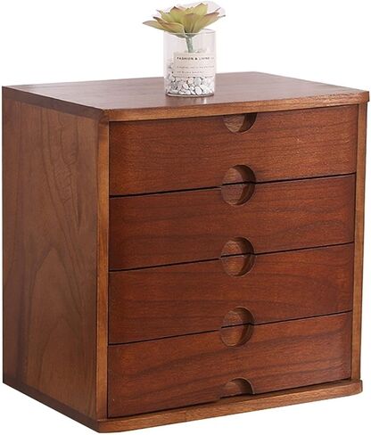 Desktop Organizer Storage Box - Solid Wood Storage Box, Flat File Cabinet, Wooden Desktop Drawer Cabinet, Desktop Storage Box with Lockable Drawers, 1/2/3/4 Floors Flat File Cabinet (A) in Saudi Arabia