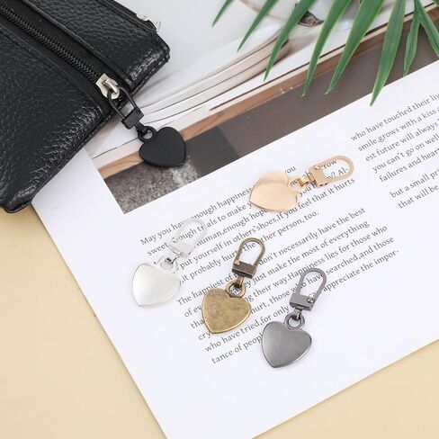 5 Pcs Heart Shaped Zipper Pull, Multicolor Decorative Zipper Pulls Replacement Zippers Pull Charm Practical Sewing Accessories for Coats Jackets Pants Clothing Luggage Sewing DIY in Saudi Arabia