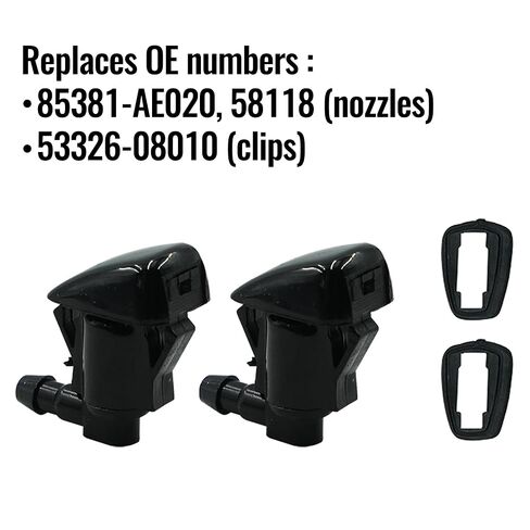 85381-AE020 58118 53326-08010 Washer Nozzles & Hood Clip(2 Nozzles+10 Clips) Fit for Toyota Sienna 2004 2005 2006 2007 2008 2009 2010 for Toyota Solara 2004 2005 2006 2007 2008 in Saudi Arabia