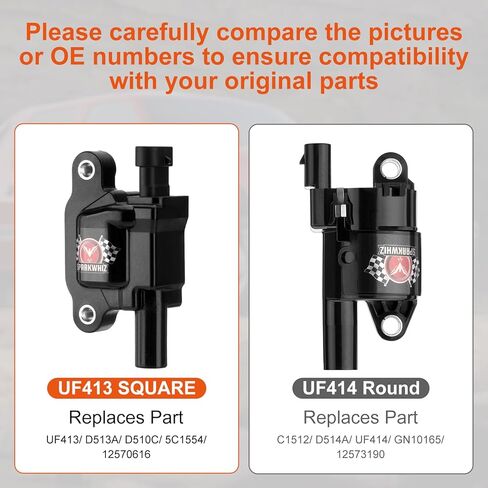Round UF414 Ignition Coil Packs and Spark Plugs and Wires Set, Replacement for C1512 UF414 D514A, Compatible with Chevrolet GMC Pontiac Impala Corvette Tahoe Express Escalade Silverado 1500 2500 3500 in Saudi Arabia