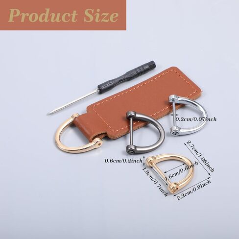 D Rings for Purse 15Pcs D Rings Screw in Shackle 3/4 inch Horseshoe Shape D Ring with Screwdriver U Shape D Ring Cats Leash Ring DIY Leather Craft Purse Keychain Accessories (Gold,Sliver,Black) in Saudi Arabia