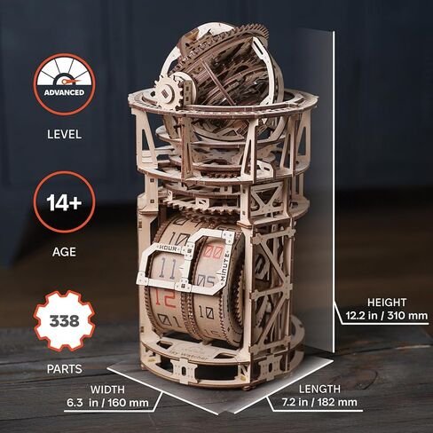 UGEARS Aero Clock 3D Wooden Puzzles for Adults Idea 3D Puzzle Clock to Build DIY Wooden Puzzle Mechanical Clock Kit - Wall Clock with Pendulum Wood Model Kit in Kuwait