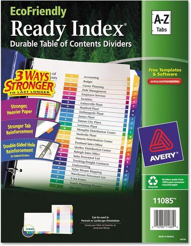 Avery 11085 Ready Index Customizable Table of Contents Multicolor Dividers, 26-Tab, Letter in Saudi Arabia