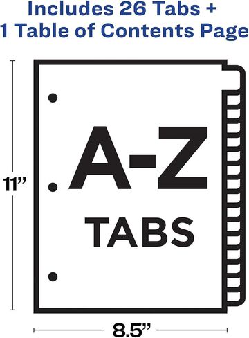 Avery 11085 Ready Index Customizable Table of Contents Multicolor Dividers, 26-Tab, Letter in Saudi Arabia