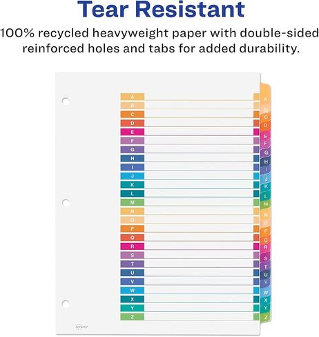 Avery 11085 Ready Index Customizable Table of Contents Multicolor Dividers, 26-Tab, Letter in Saudi Arabia