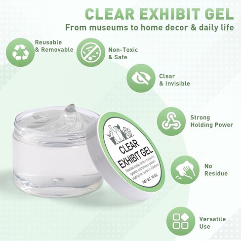 Clear Exhibit Gel 6 oz, Removable Adhesive Gel for Museum & Home Collections, Invisible Reusable Museum Exhibit Putty for Glass, Ceramic, Crystal, Non-Toxic in Saudi Arabia