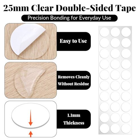 30 Pcs Double Sided Sticky Dots, 25mm Clear Removable Sticky Dots, Round Putty, Double-Sided Tape for Car Phone Mounts, Crafts, Posters, Balloons, DIY Projects. in Saudi Arabia