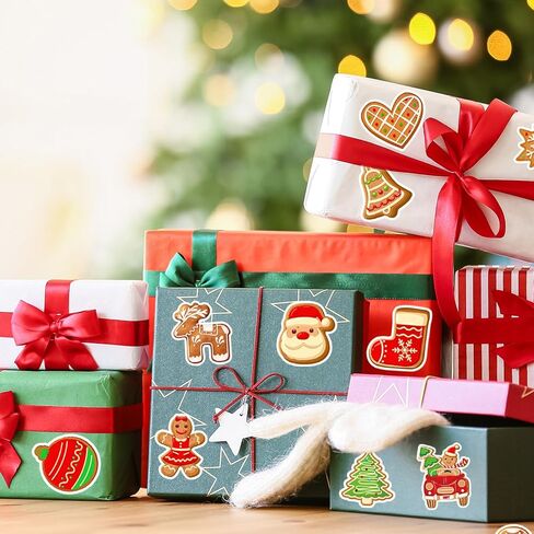 1000 Pcs Christmas Gingerbread Man Sticker Santa Xmas Tree Paper Decal Roll 1.5 Inch Snowman Self Adhesive Seal Stickers for Xmas Winter Holiday Envelopes Scrapbook Gifts, 2 Rolls in Saudi Arabia