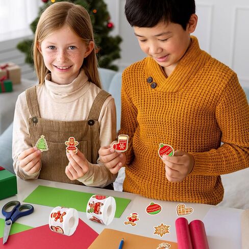 1000 Pcs Christmas Gingerbread Man Sticker Santa Xmas Tree Paper Decal Roll 1.5 Inch Snowman Self Adhesive Seal Stickers for Xmas Winter Holiday Envelopes Scrapbook Gifts, 2 Rolls in Saudi Arabia