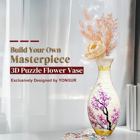 3D Puzzle Vase Unique Flower Vase，Made by 160 Curved Plastic Puzzle Pieces House Warming Gift for Flower Arrangements and Home Decoration in Saudi Arabia