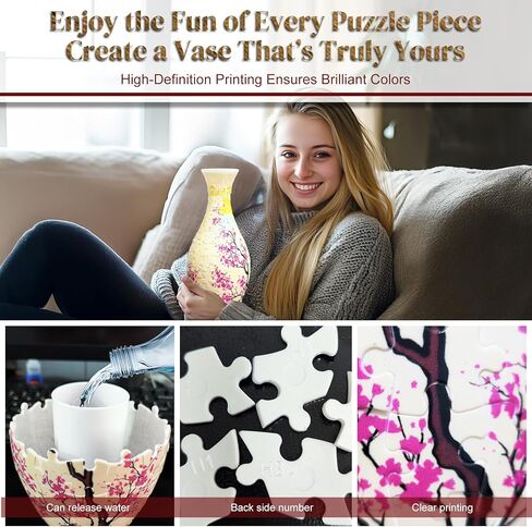 3D Puzzle Vase Unique Flower Vase，Made by 160 Curved Plastic Puzzle Pieces House Warming Gift for Flower Arrangements and Home Decoration in Saudi Arabia