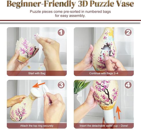 3D Puzzle Vase Unique Flower Vase，Made by 160 Curved Plastic Puzzle Pieces House Warming Gift for Flower Arrangements and Home Decoration in Saudi Arabia