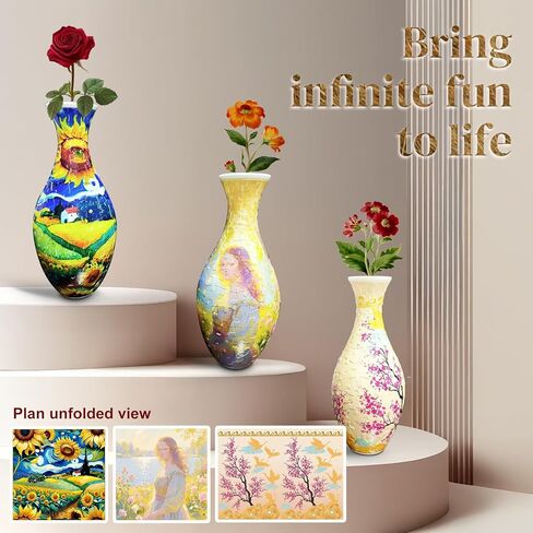 3D Puzzle Vase Unique Flower Vase，Made by 160 Curved Plastic Puzzle Pieces House Warming Gift for Flower Arrangements and Home Decoration in Saudi Arabia