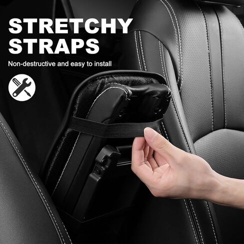 Car Center Console Cushion Pad, 12.6 × 7.48 Inches Waterproof Car Armrest Seat Box Cover, PU Leather Armrest Cover Protector for Most Vehicle, Universal Car Interior Accessories (Black+Yellow) in Saudi Arabia
