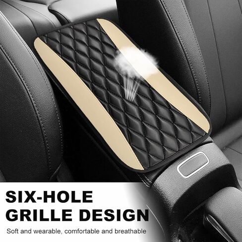Car Center Console Cushion Pad, 12.6 × 7.48 Inches Waterproof Car Armrest Seat Box Cover, PU Leather Armrest Cover Protector for Most Vehicle, Universal Car Interior Accessories (Black+Yellow) in Saudi Arabia