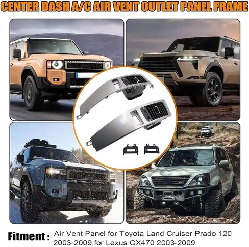 2 قطعة منفذ مكيف هواء مركزي 55474-60040 مناسب لسيارة Toyota Land Cruiser Prado LC120/J120 2002-2009، مناسب لسيارة Lexus GX470 2003-2009، لوحة فتحة تهوية لوحة أجهزة تكييف الهواء ولوحة شبكة تهوية in Saudi Arabia